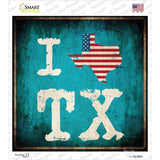 I Love Texas Novelty Square Sticker Decal
