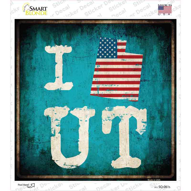 I Love Utah Novelty Square Sticker Decal