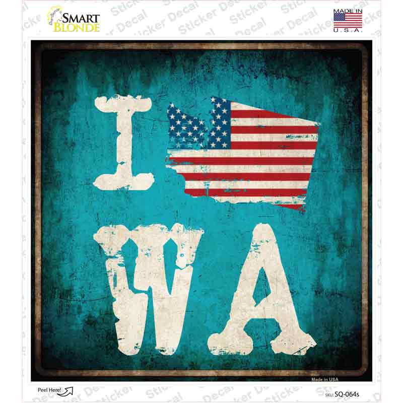I Love Washington Novelty Square Sticker Decal