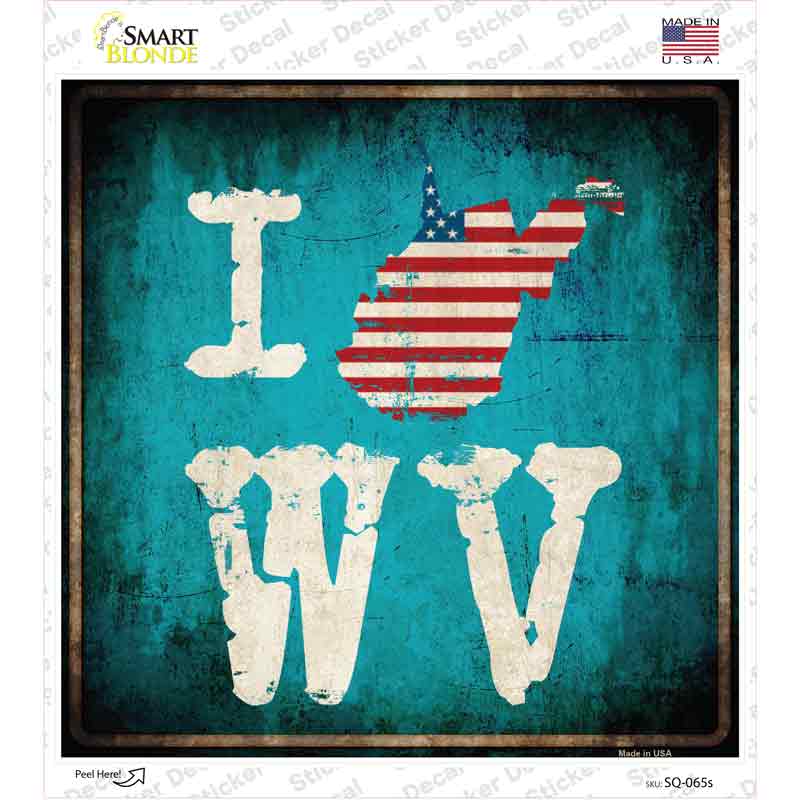 I Love West Virginia Novelty Square Sticker Decal