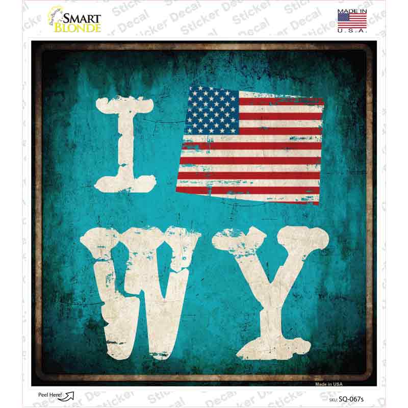 I Love Wyoming Novelty Square Sticker Decal