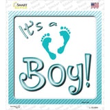 Its A Boy Footprints Novelty Square Sticker Decal