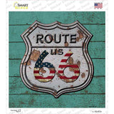Route 66 Vintage On Wood Novelty Square Sticker Decal