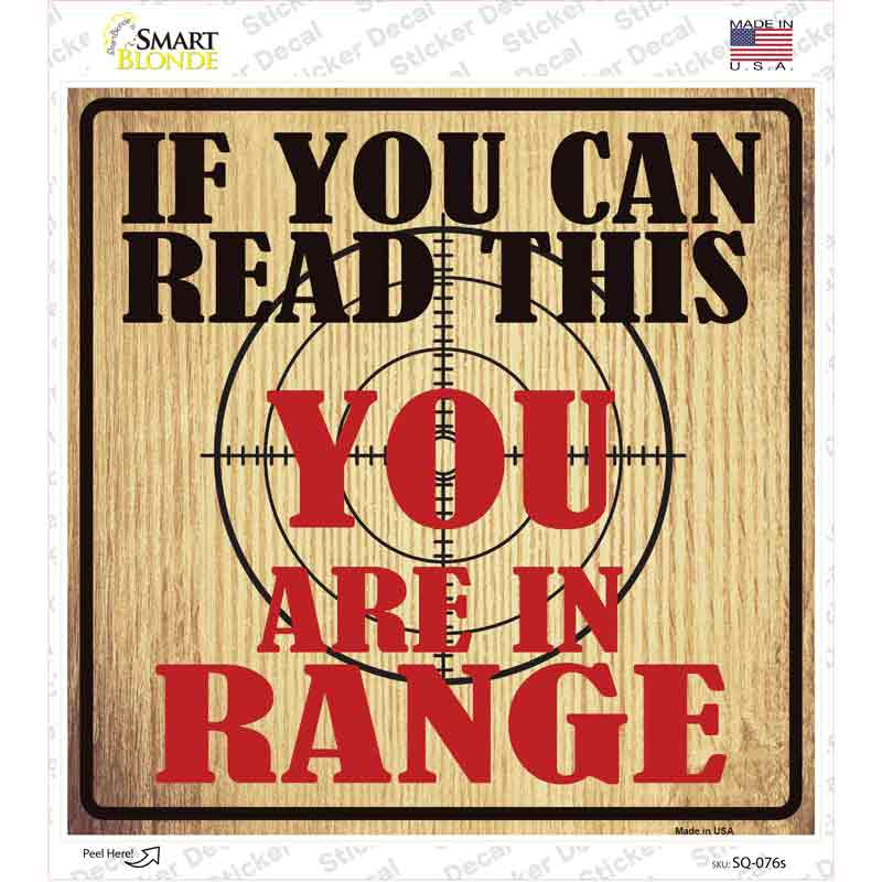 You Are In Range Novelty Square Sticker Decal