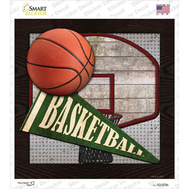 Basketball Novelty Square Sticker Decal