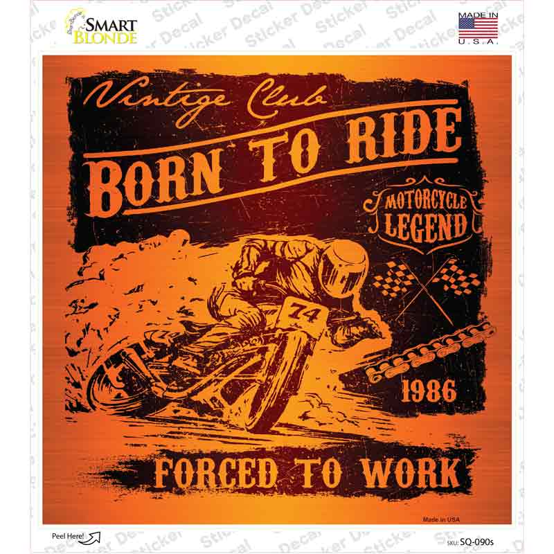Born To Ride Novelty Square Sticker Decal