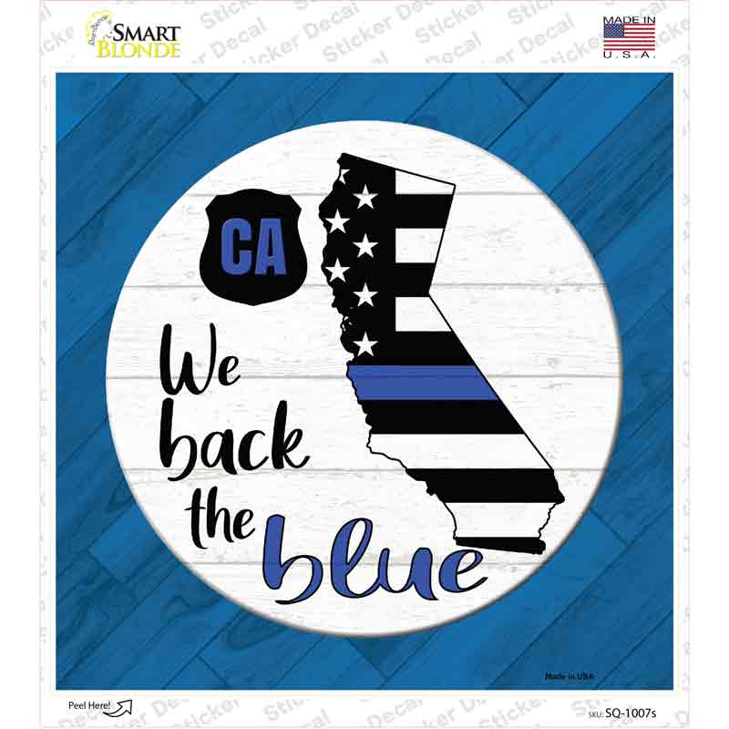 California Back The Blue Novelty Square Sticker Decal