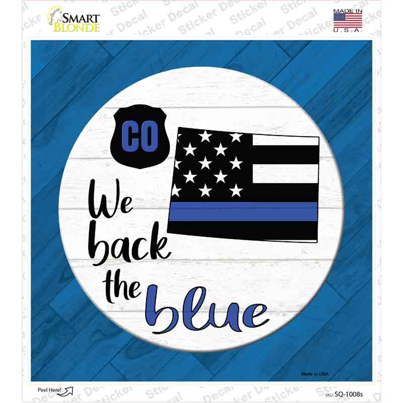 Colorado Back The Blue Novelty Square Sticker Decal
