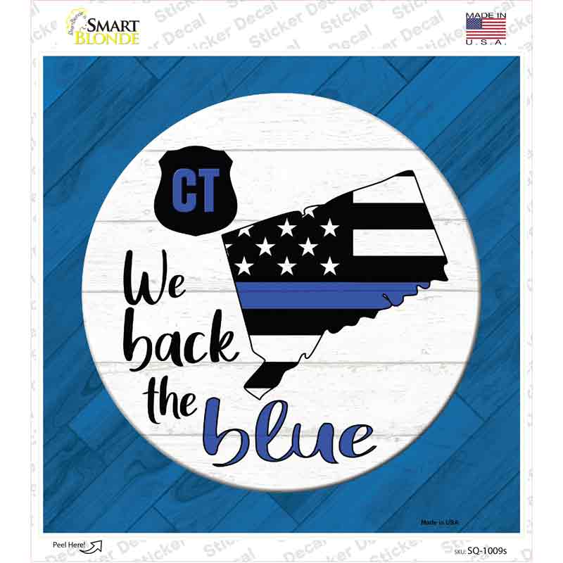 Connecticut Back The Blue Novelty Square Sticker Decal