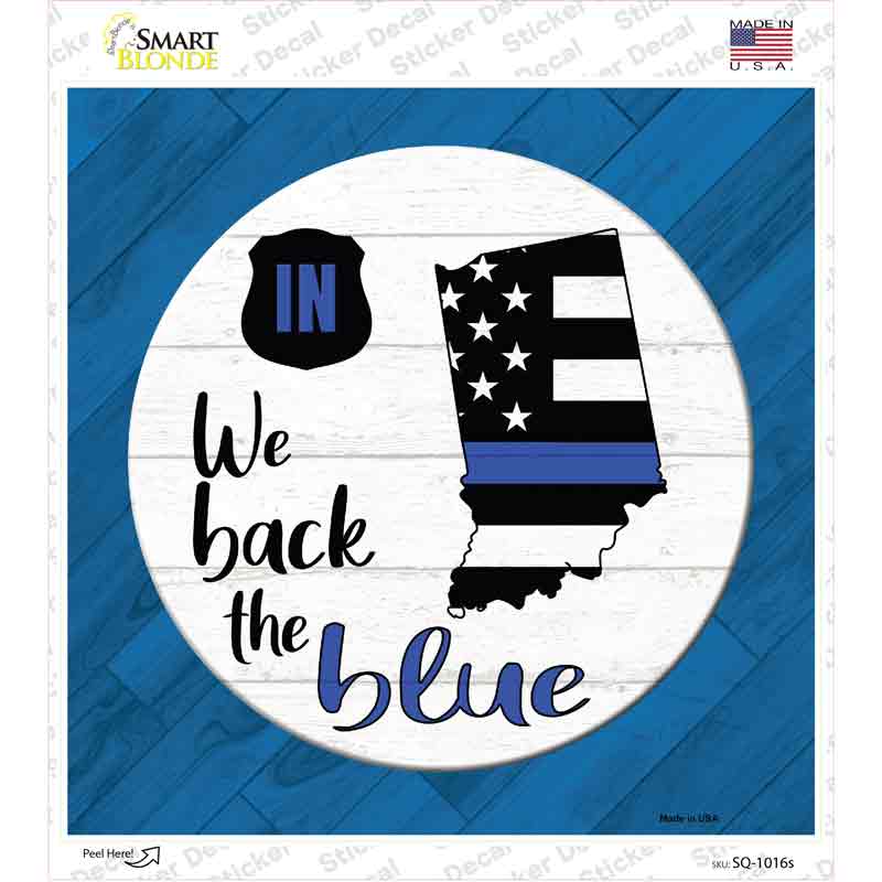 Indiana Back The Blue Novelty Square Sticker Decal