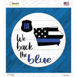 Iowa Back The Blue Novelty Square Sticker Decal