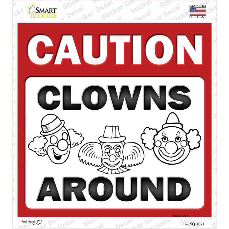 Clowns Around Novelty Square Sticker Decal