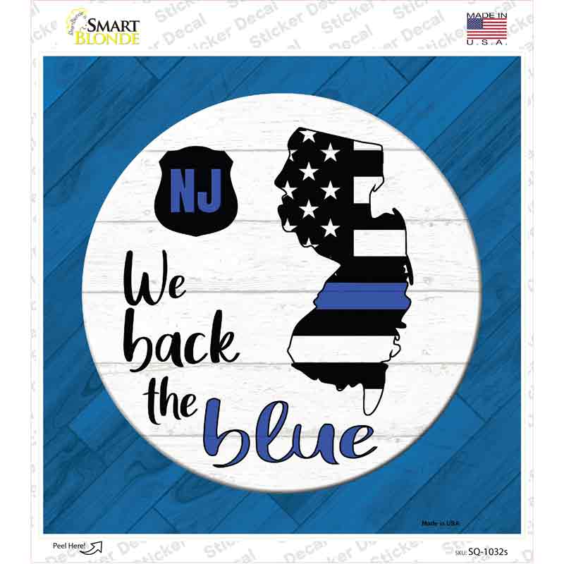 New Jersey Back The Blue Novelty Square Sticker Decal