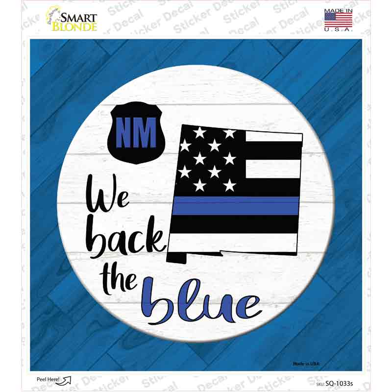 New Mexico Back The Blue Novelty Square Sticker Decal