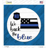North Dakota Back The Blue Novelty Square Sticker Decal