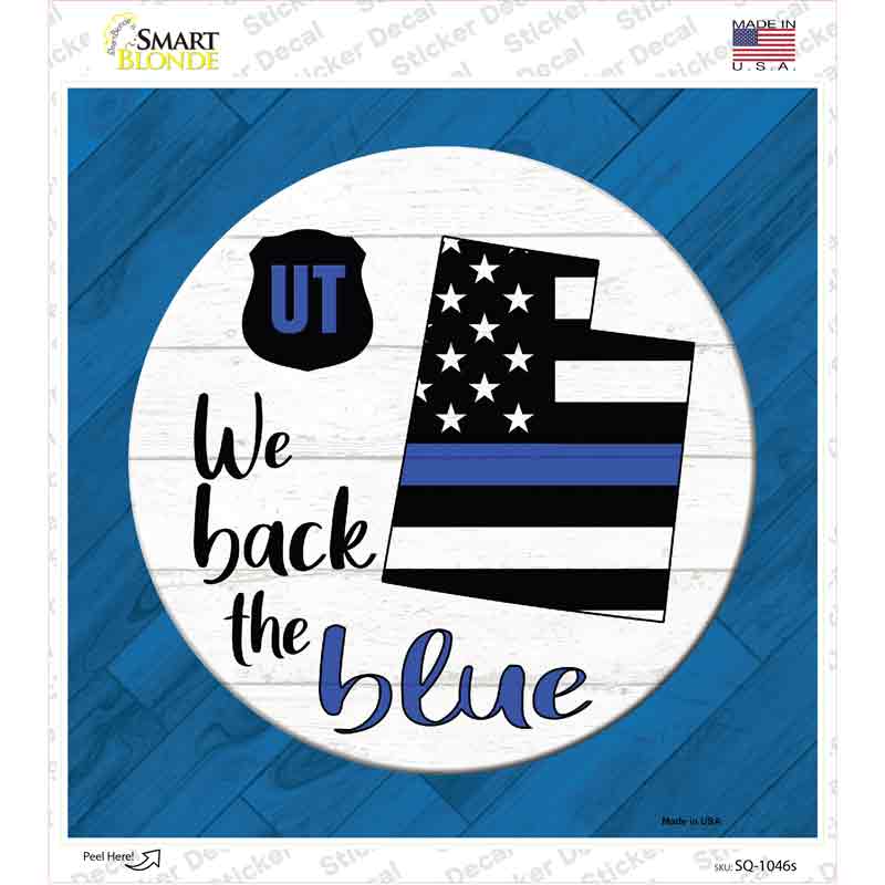 Utah Back The Blue Novelty Square Sticker Decal