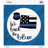 Wyoming Back The Blue Novelty Square Sticker Decal