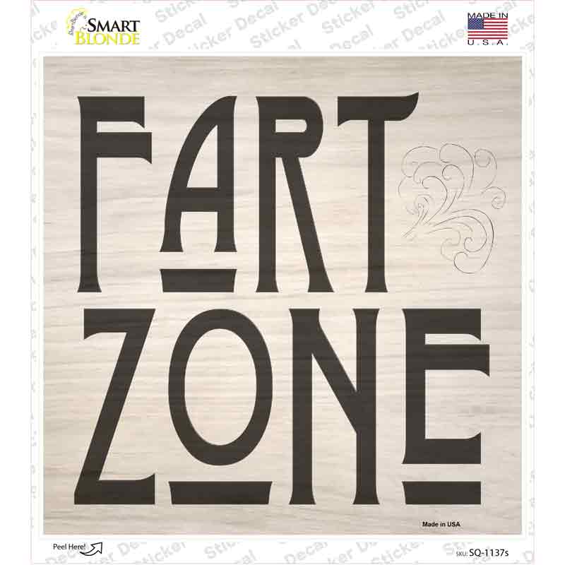 Fart Zone Novelty Square Sticker Decal