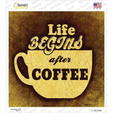 Life Begins After Coffee Novelty Square Sticker Decal