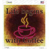 Life Begins with Coffee Novelty Square Sticker Decal