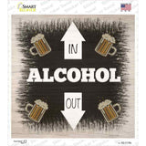 Alcohol In and Out Novelty Square Sticker Decal