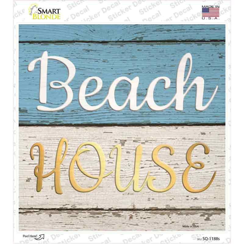 Beach House Novelty Square Sticker Decal