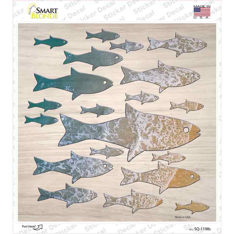 School of Fish Novelty Square Sticker Decal
