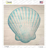 Seashell on Wood Novelty Square Sticker Decal