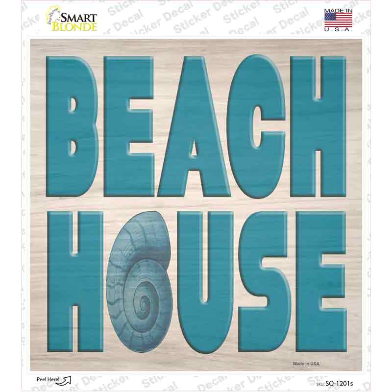 Beach House Seashell Novelty Square Sticker Decal