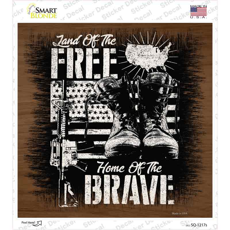 Land of Free Home of Brave Novelty Square Sticker Decal