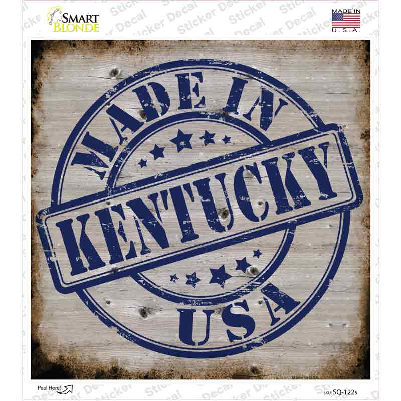 Kentucky Stamp On Wood Novelty Square Sticker Decal