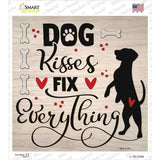 Dog Kisses Fix Everything Novelty Square Sticker Decal