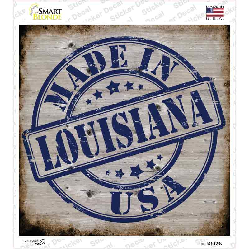 Louisiana Stamp On Wood Novelty Square Sticker Decal