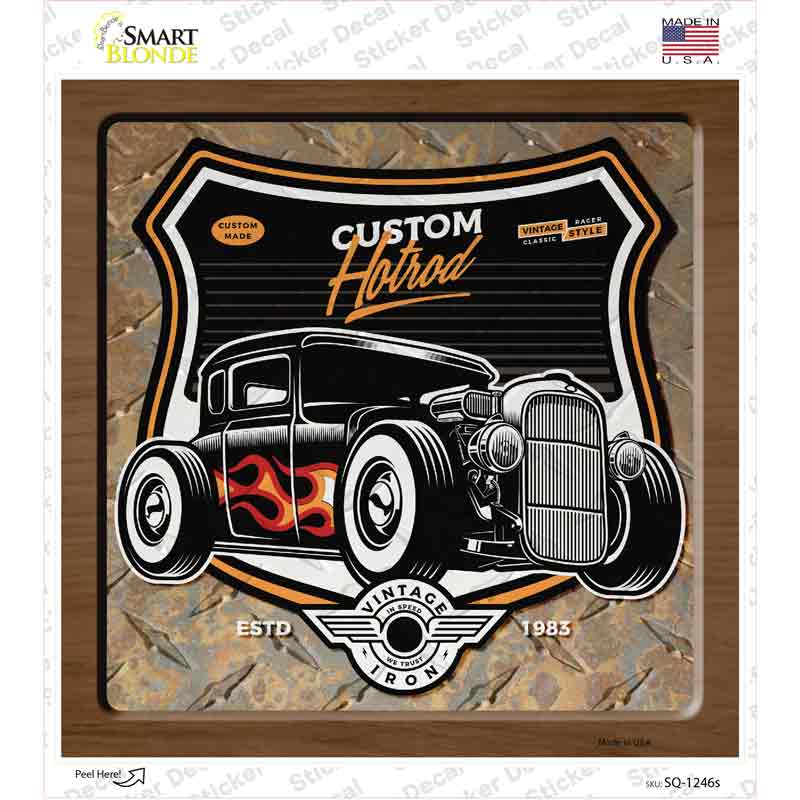 Custom Hotrod Novelty Square Sticker Decal