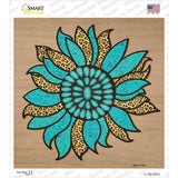 Turquoise Flower Novelty Square Sticker Decal
