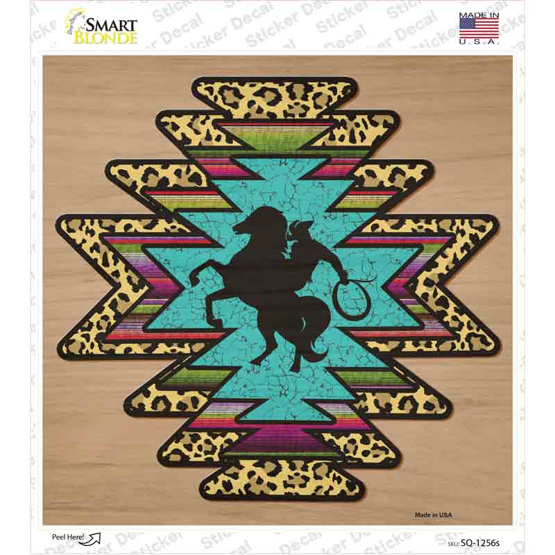 Bronco Turquoise Novelty Square Sticker Decal
