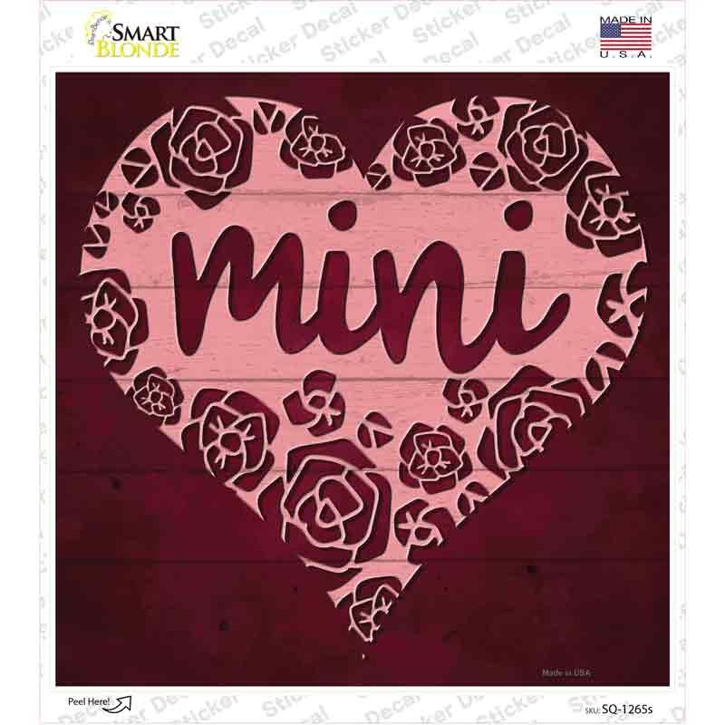 Mini Heart Rose Novelty Square Sticker Decal