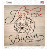 Love My Bichon Novelty Square Sticker Decal