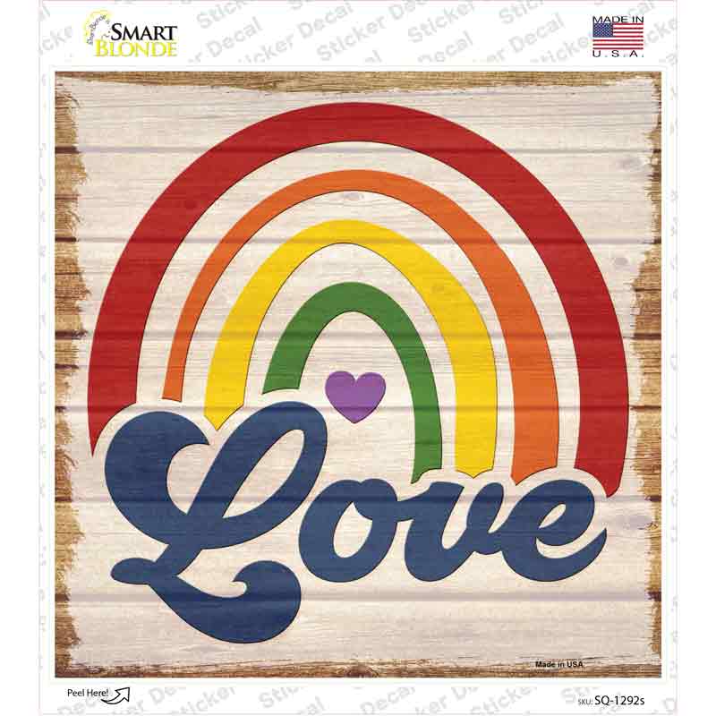 Love Rainbow Heart Novelty Square Sticker Decal