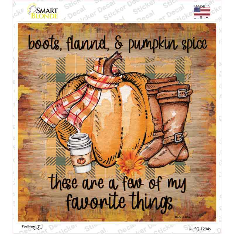 Boots Flannel Pumpkin Spice Novelty Square Sticker Decal