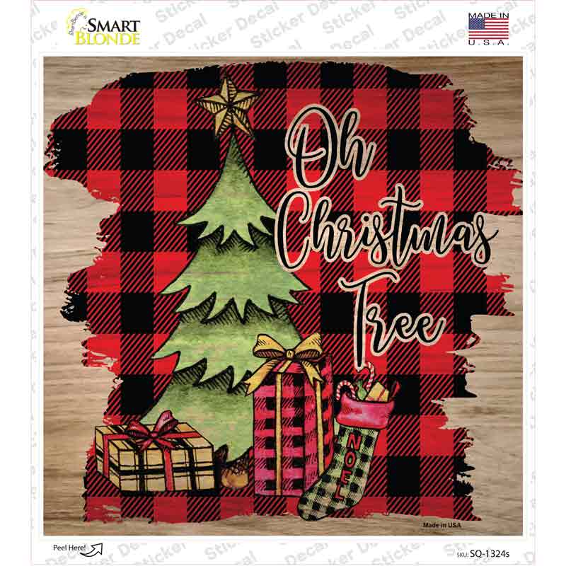 Oh Christmas Tree Red Novelty Square Sticker Decal