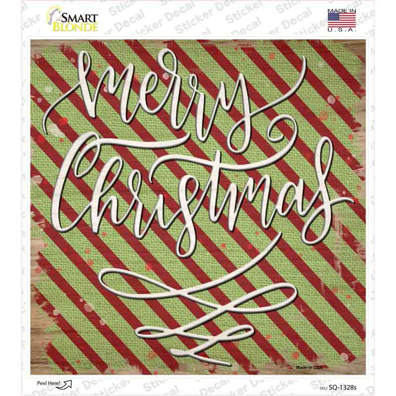 Merry Christmas Red and Green Novelty Square Sticker Decal