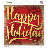 Happy Holiday Red Novelty Square Sticker Decal