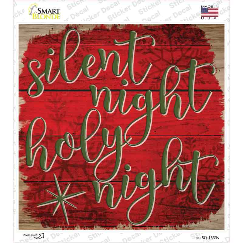 Silent Night Holy Night Red Novelty Square Sticker Decal