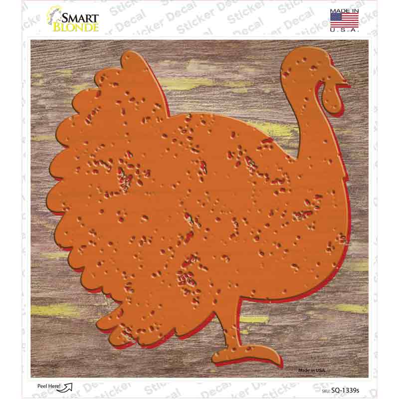Orange Turkey Novelty Square Sticker Decal