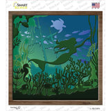 Mermaid Shadow Box Novelty Square Sticker Decal