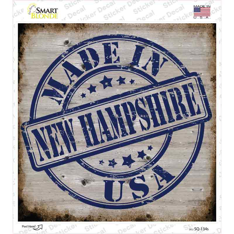 New Hampshire Stamp On Wood Novelty Square Sticker Decal