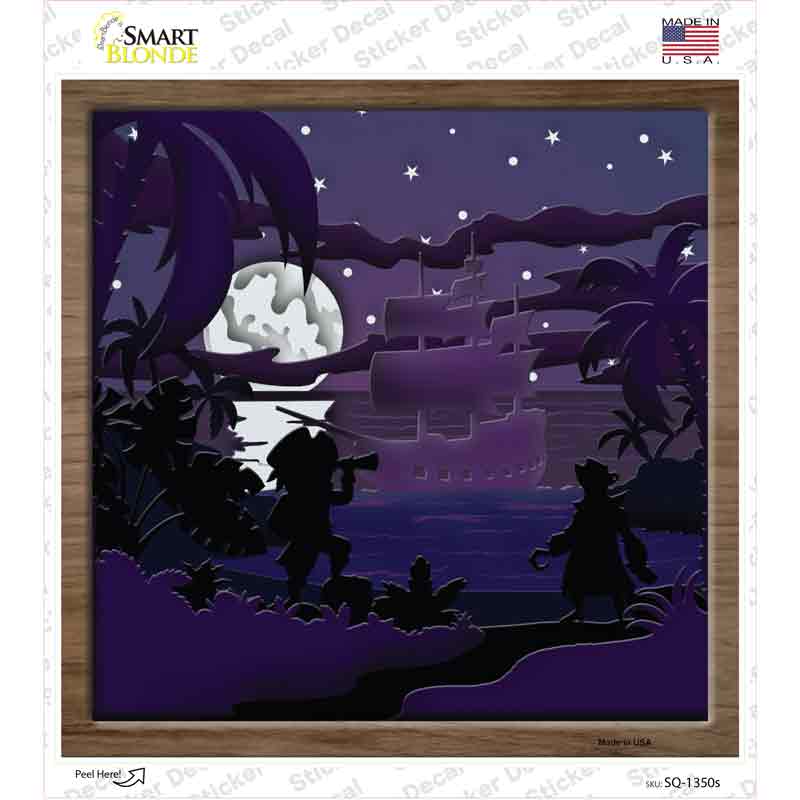 Pirates Shadow Box Novelty Square Sticker Decal