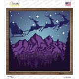 Santa Over Mountains Shadow Box Novelty Square Sticker Decal