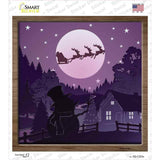 Santa Over Snowman Shadow Box Novelty Square Sticker Decal